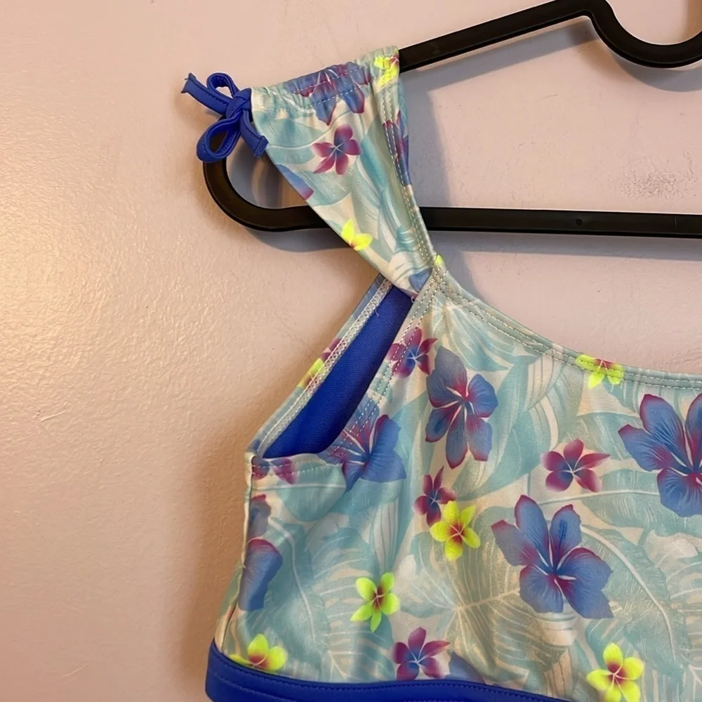 Hurley Cap Sleeve Wide Cinch Strap Floral Bikini Top size XL (13-15 years)